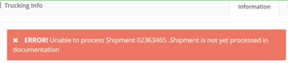 Shipment Should Process in Documentation First Alert 2